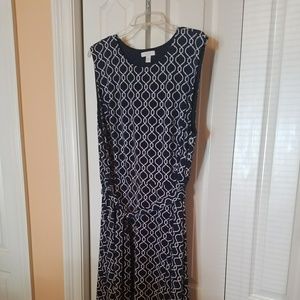 Sleeveless Navy & White Dress